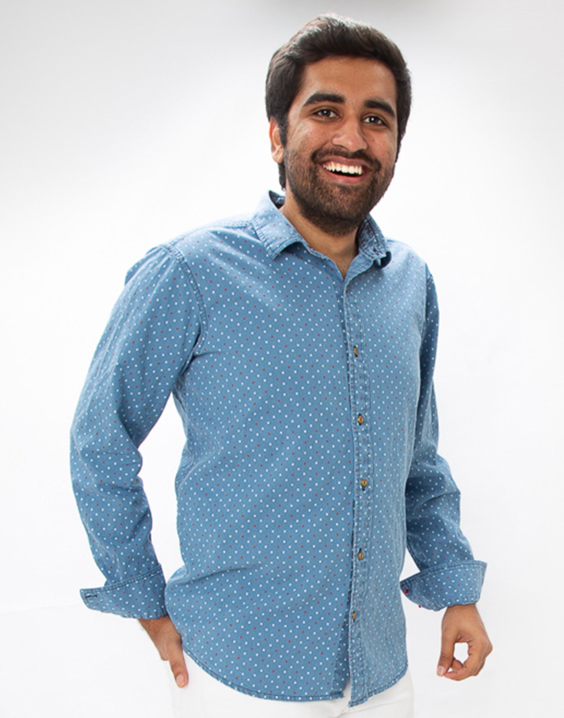 Indigo Denim Dotted Shirt