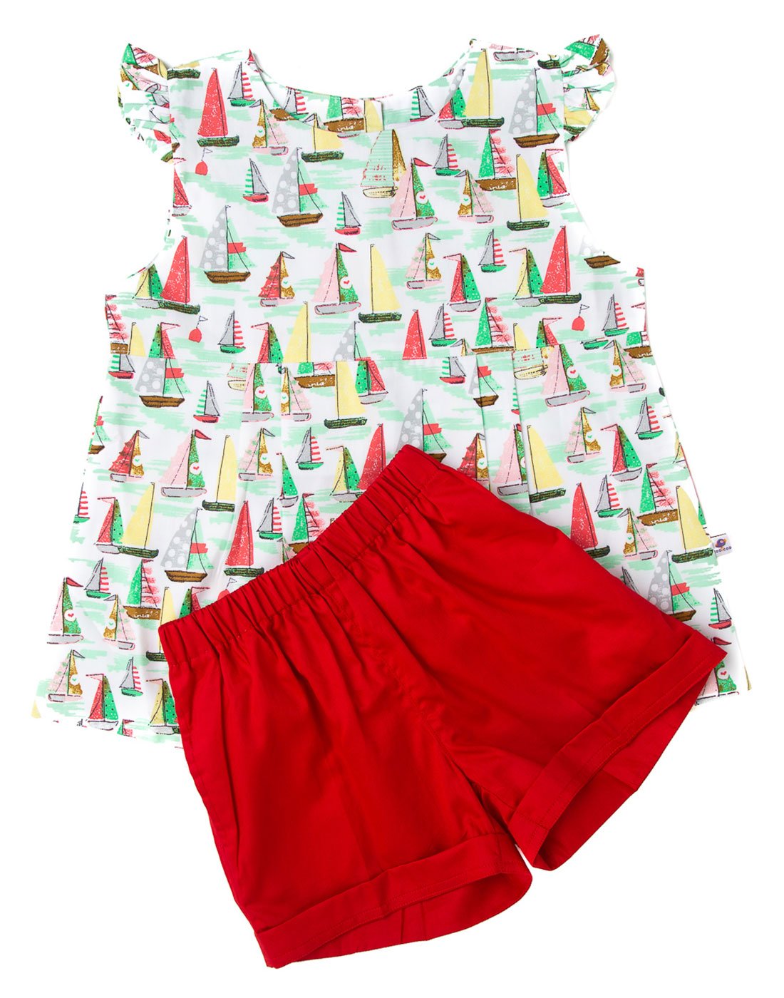 Boat Printed Top With Red Shorts