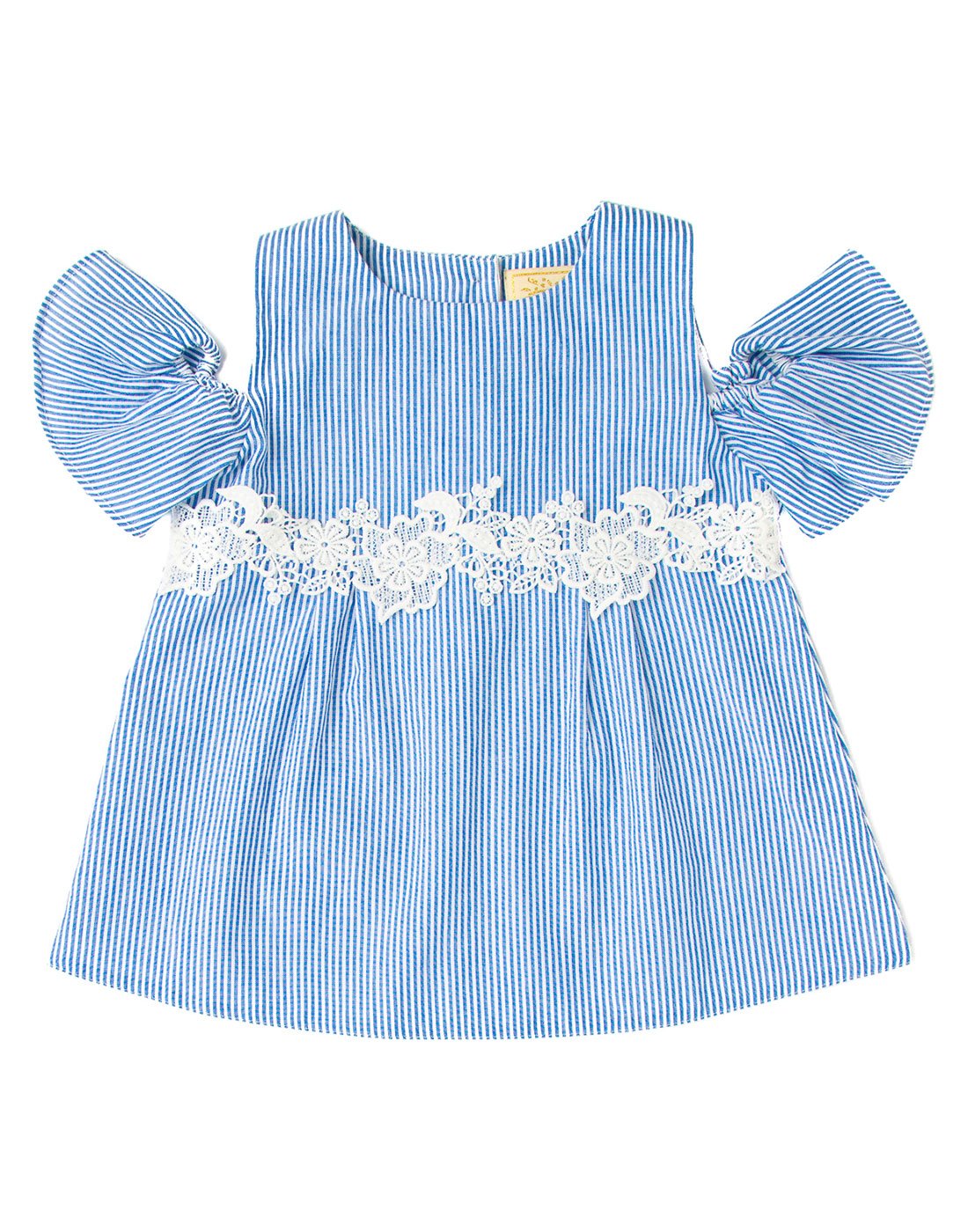 Seersucker Cold-Shoulder Top