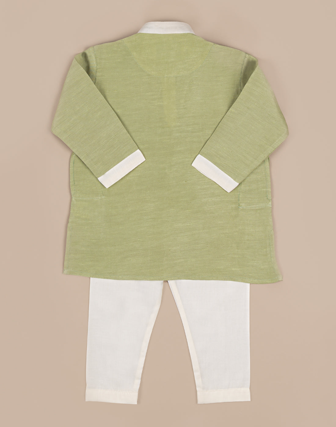 Green Satin Linen Kurtha