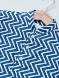 Indigo Geomteric Zig Zag Kurta Set