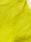 Lime Green Satin Linen Kurta & Chevron Bandi Set with Pajama