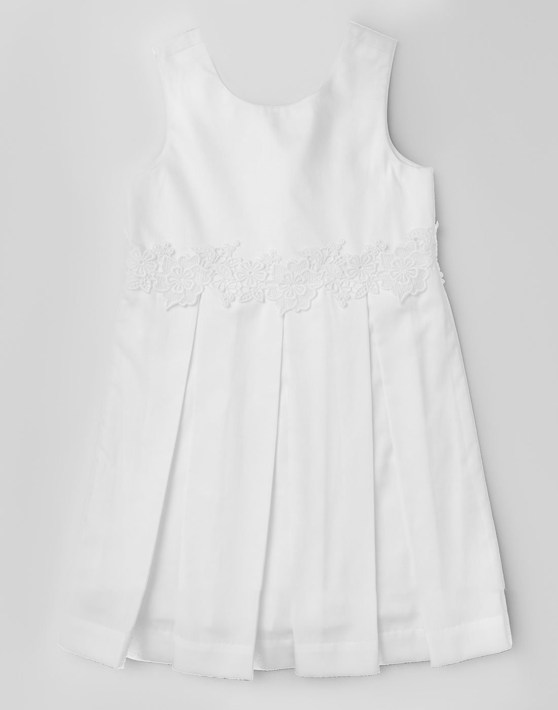 White Pleated Lace Dress