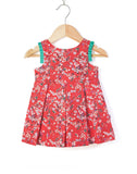 Pleated Sateen Floral Dress