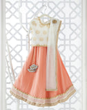 Banarasi White & Peach Ghagra